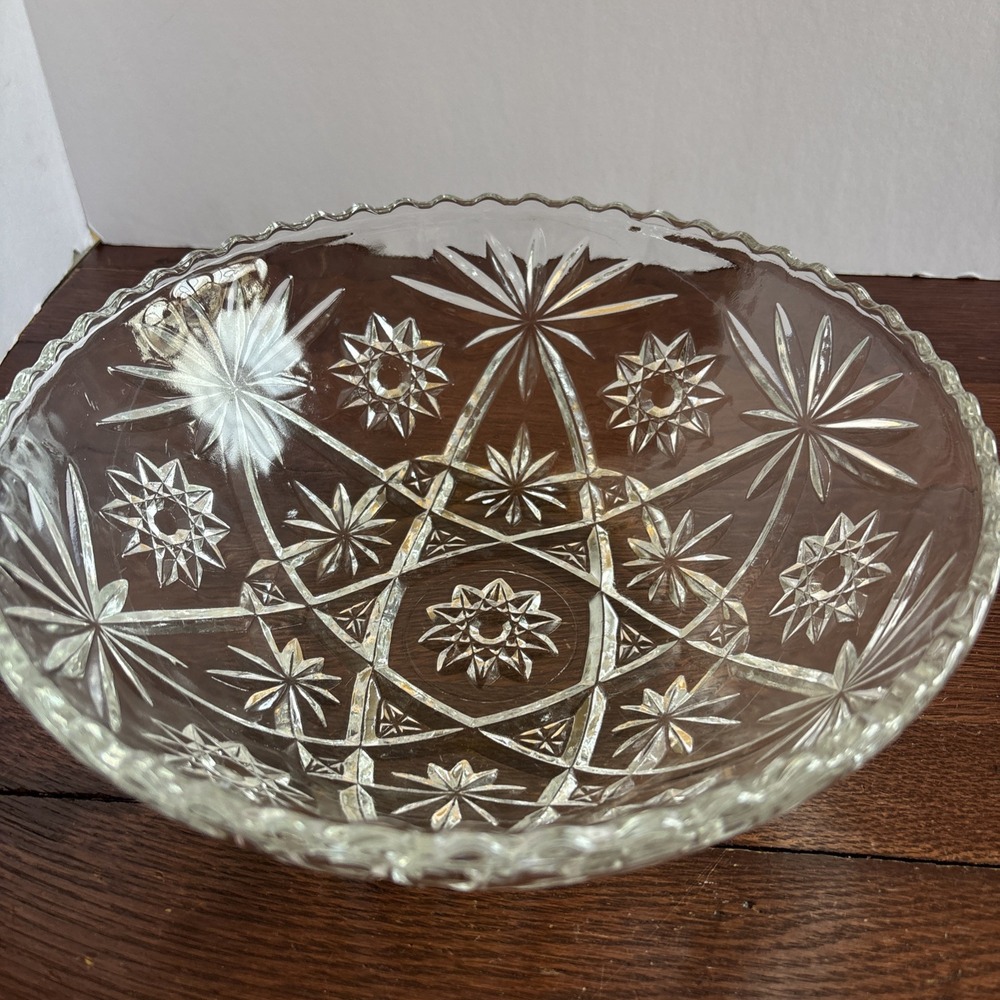 EAPC - Anchor Hocking - Star of David - Cut Glass Serving Bowl 10 1/2" x 3 3/4"